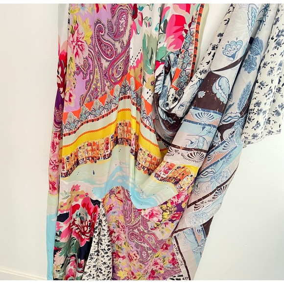 Johnny Was XS Maxi Dress 100% Silk Floral Patchwork Bohemian Resortcore - Picture 9 of 15